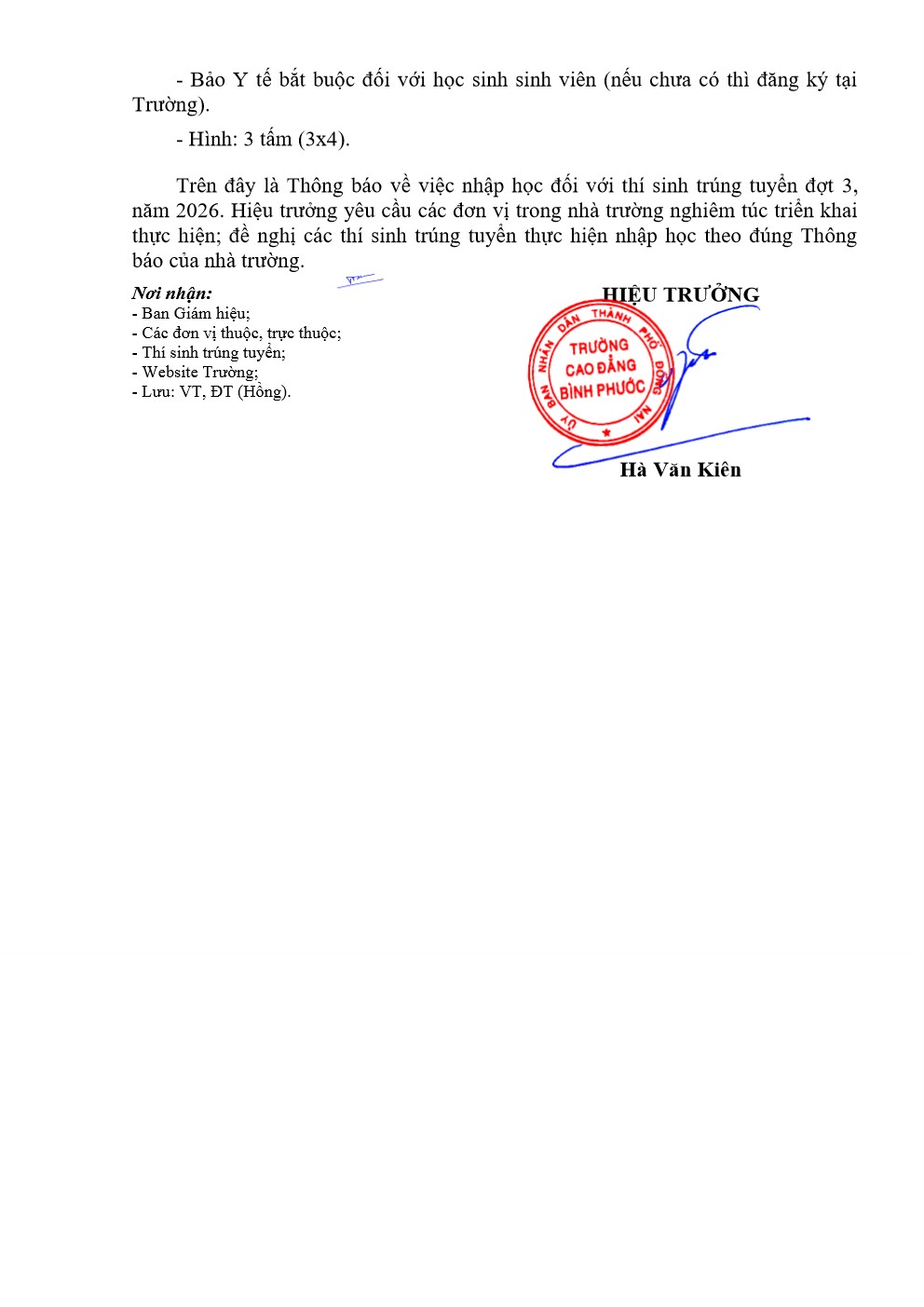 TB 237 nhập học đối với thí sinh trúng tuyển đợt 3 2026 002